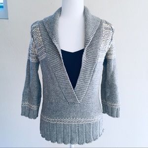 Martin+Osa Hand-Knit Gray Deep V-neck Sweater